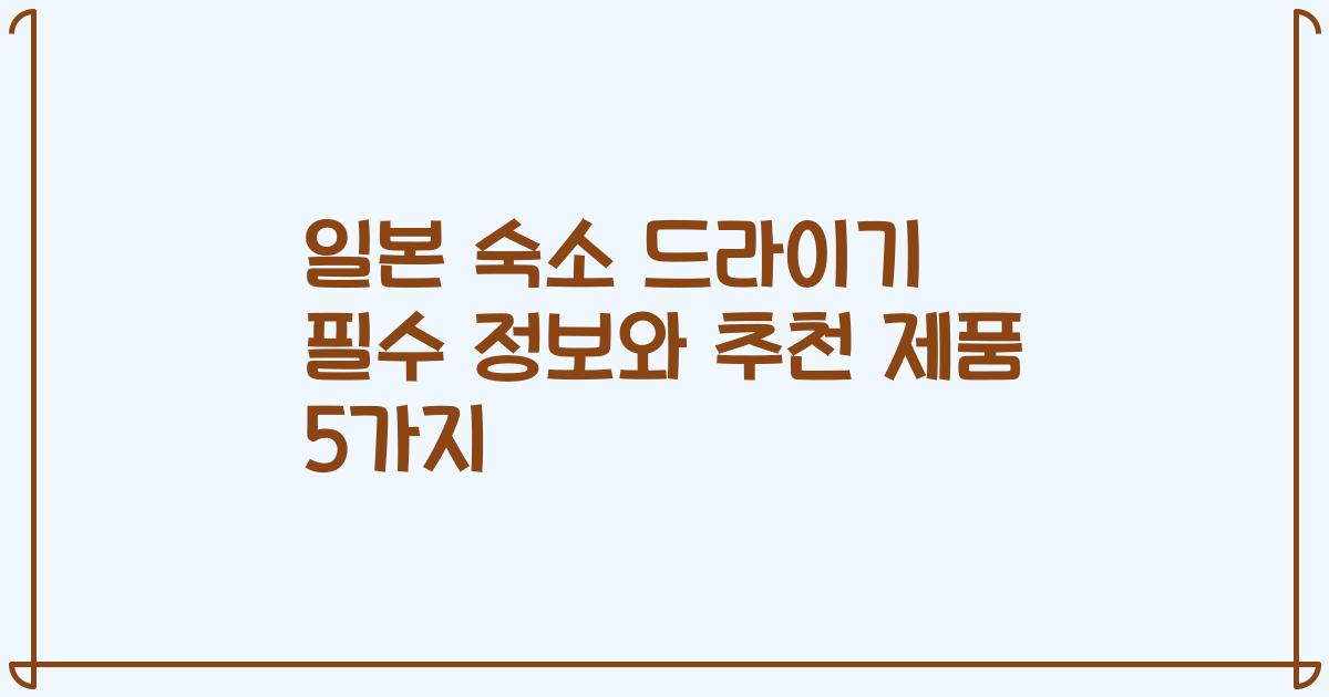 일본 숙소 드라이기 필수 정보와 추천 제품 5가지