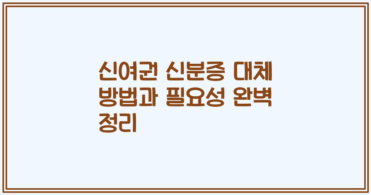 신여권 신분증 대체 방법과 필요성 완벽 정리