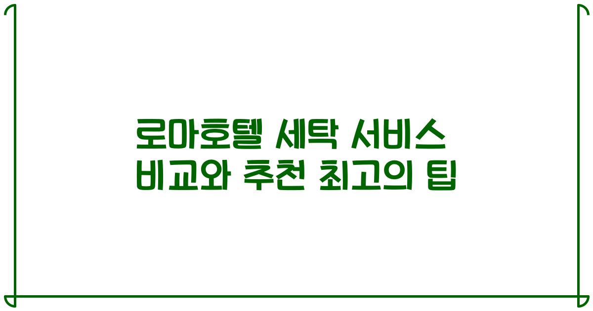 로마호텔 세탁 서비스 비교와 추천 최고의 팁
